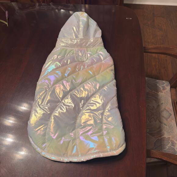 Metallic Dog Puffer Jacket W/ Hood. XL. Hook & Loop Tape closure Water Resistant - Picture 2 of 12